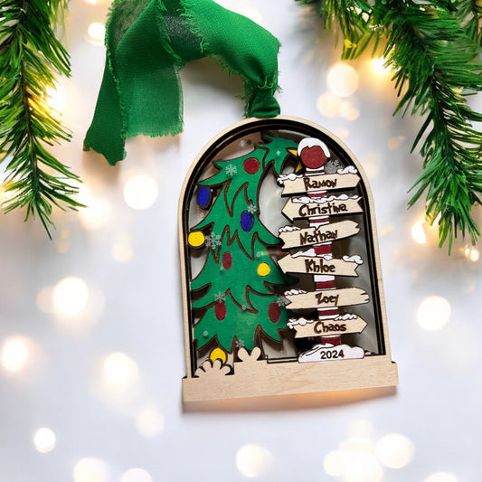 North Pole grouchy Family ornament - customizable