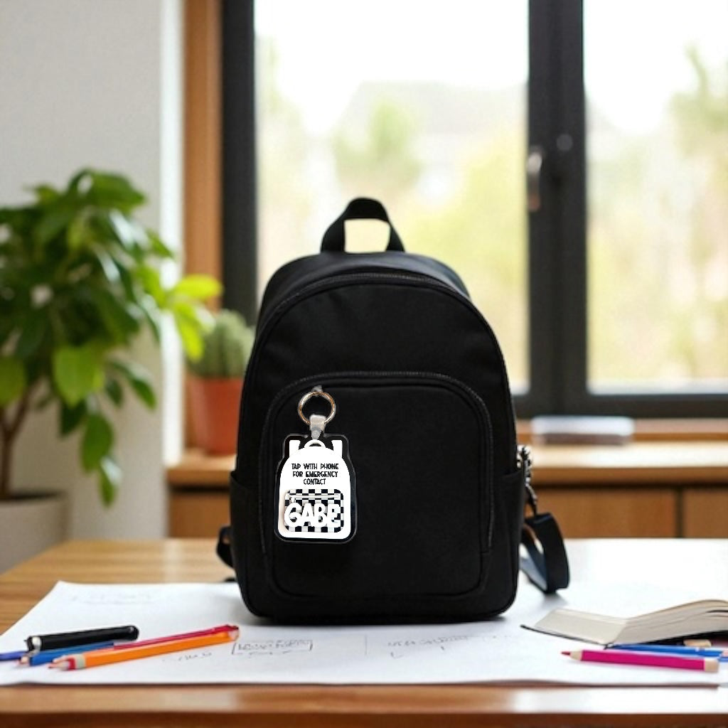 Acrylic NFC Emergency Contact Backpack Tag - Customizable
