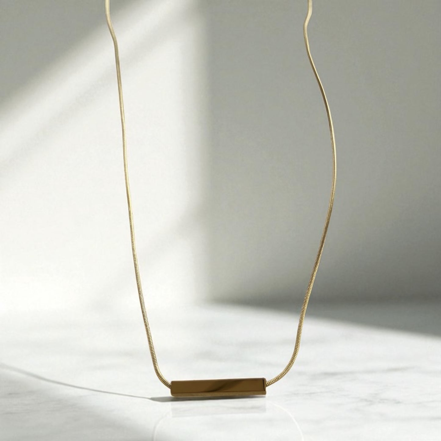 Tiny Square rod sliding bar necklace