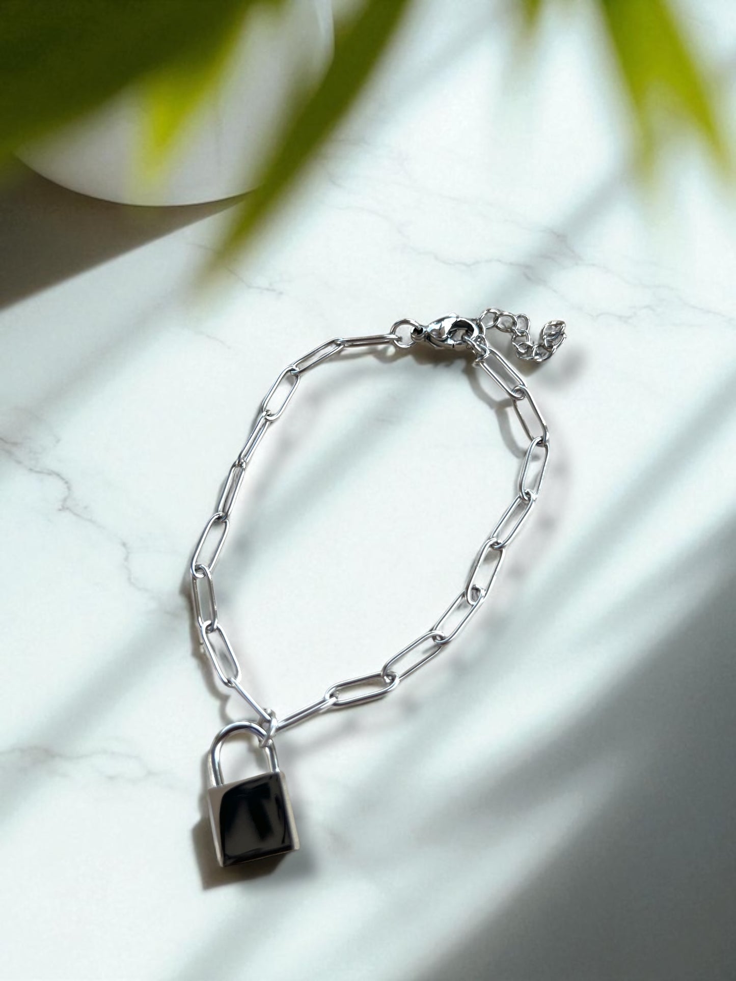 Petite Paperclip bracelet with padlock
