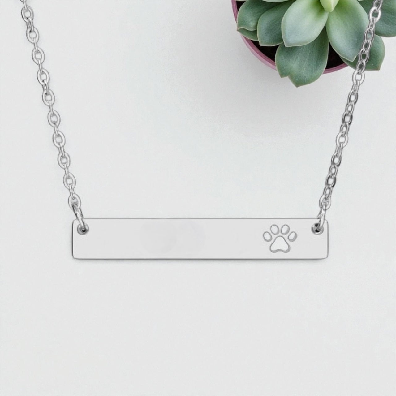 Paw print horizontal bar necklace
