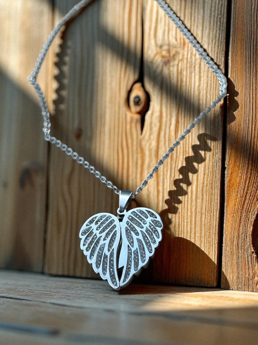 Sparkling Wings hidden Heart Necklace