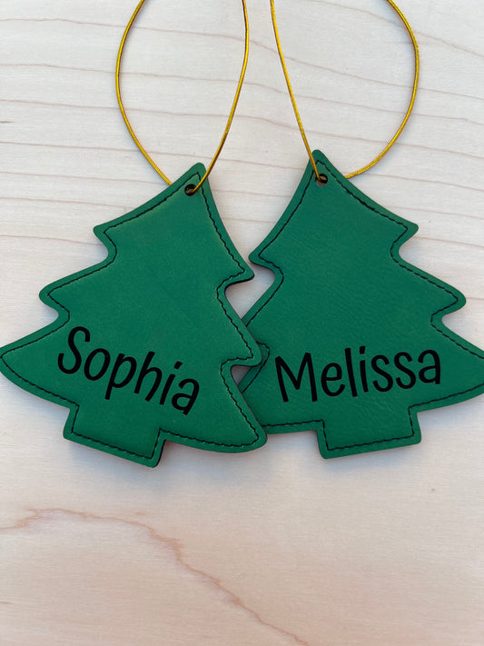 Personalized leatherette ornament