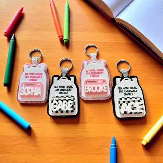 Acrylic NFC Emergency Contact Backpack Tag - Customizable