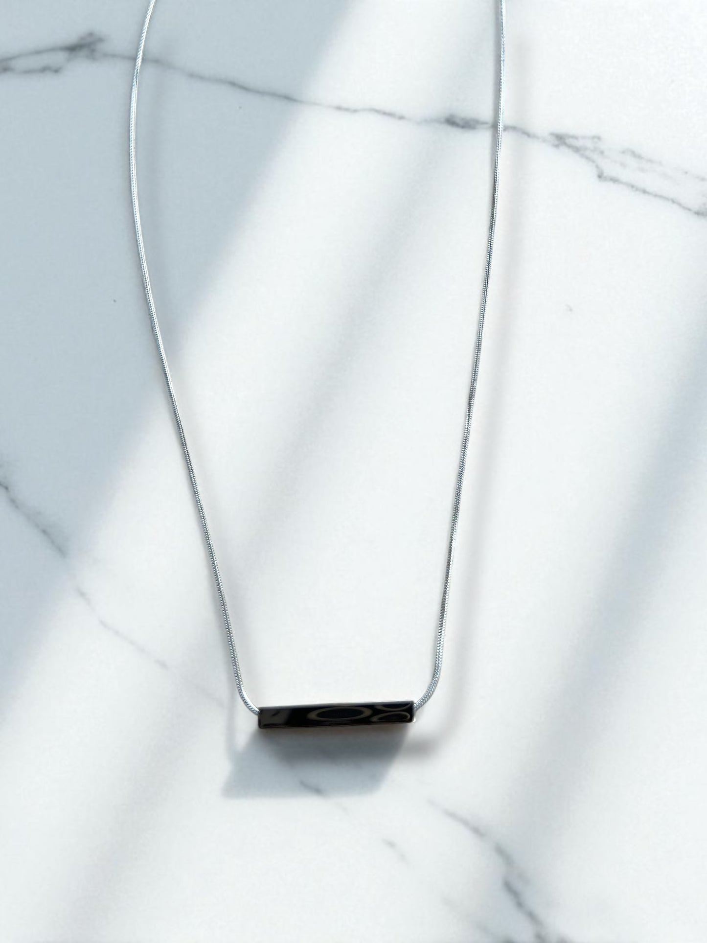 Tiny Square rod sliding bar necklace