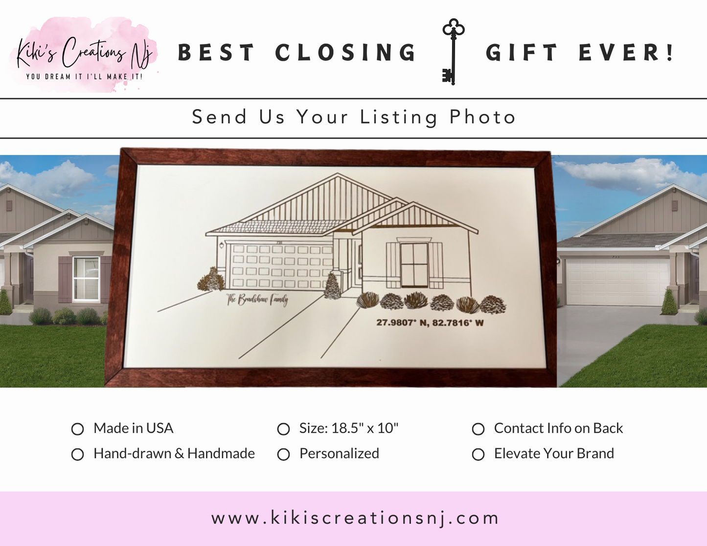 Home Portrait from listing photo - Housewarming - Realtor Gift - personalized