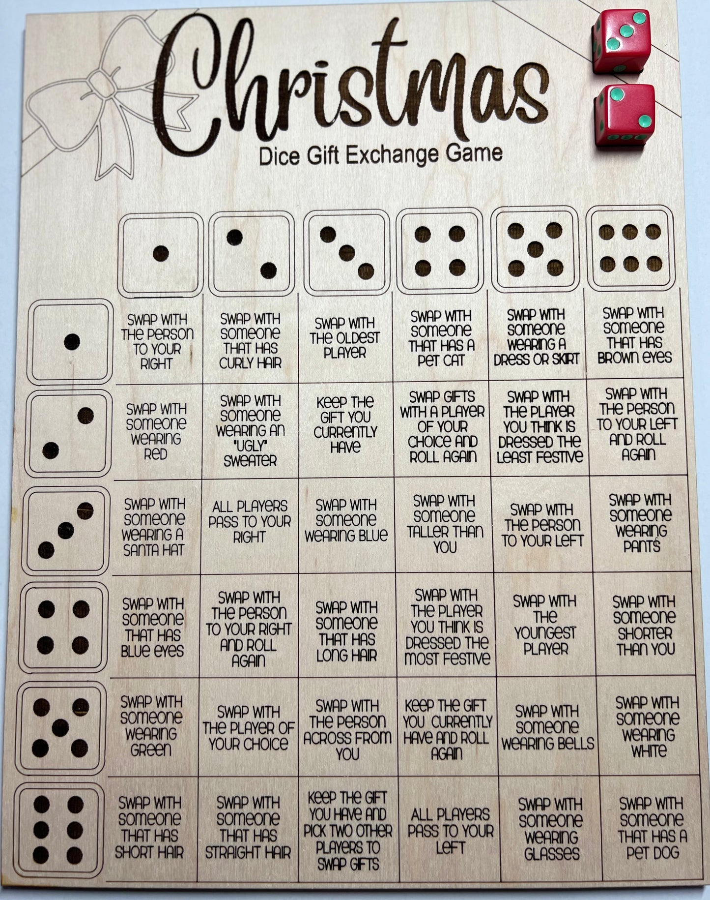 Christmas dice gift exchange game