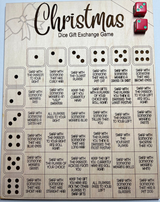Christmas dice gift exchange game