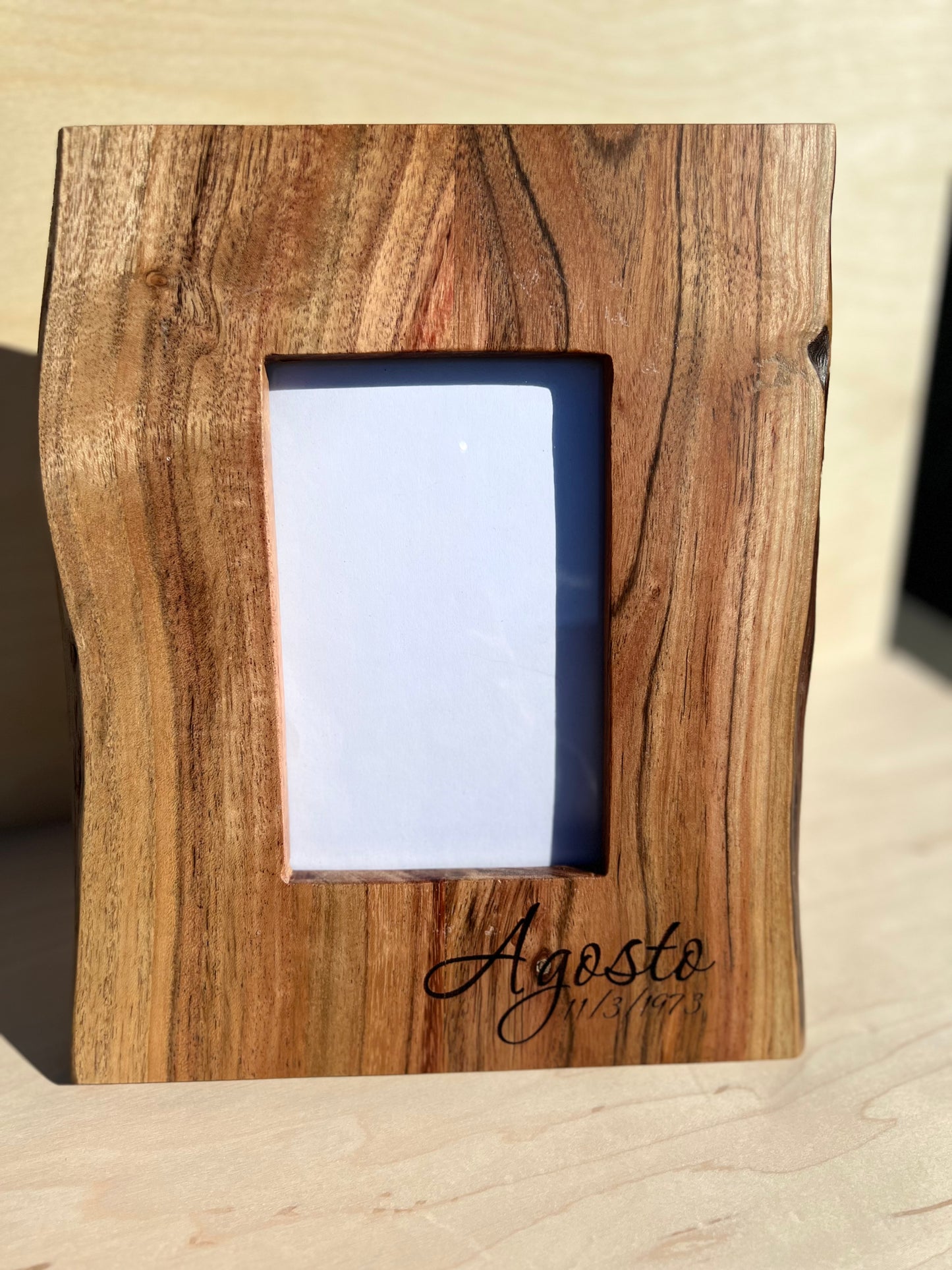 Live edge acacia personalized picture frame
