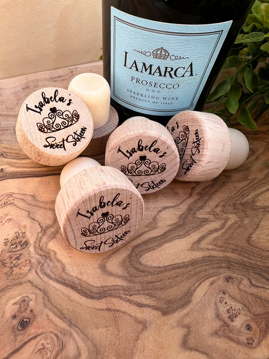 Custom Engraved Wine toppers - Thank you keepsakes