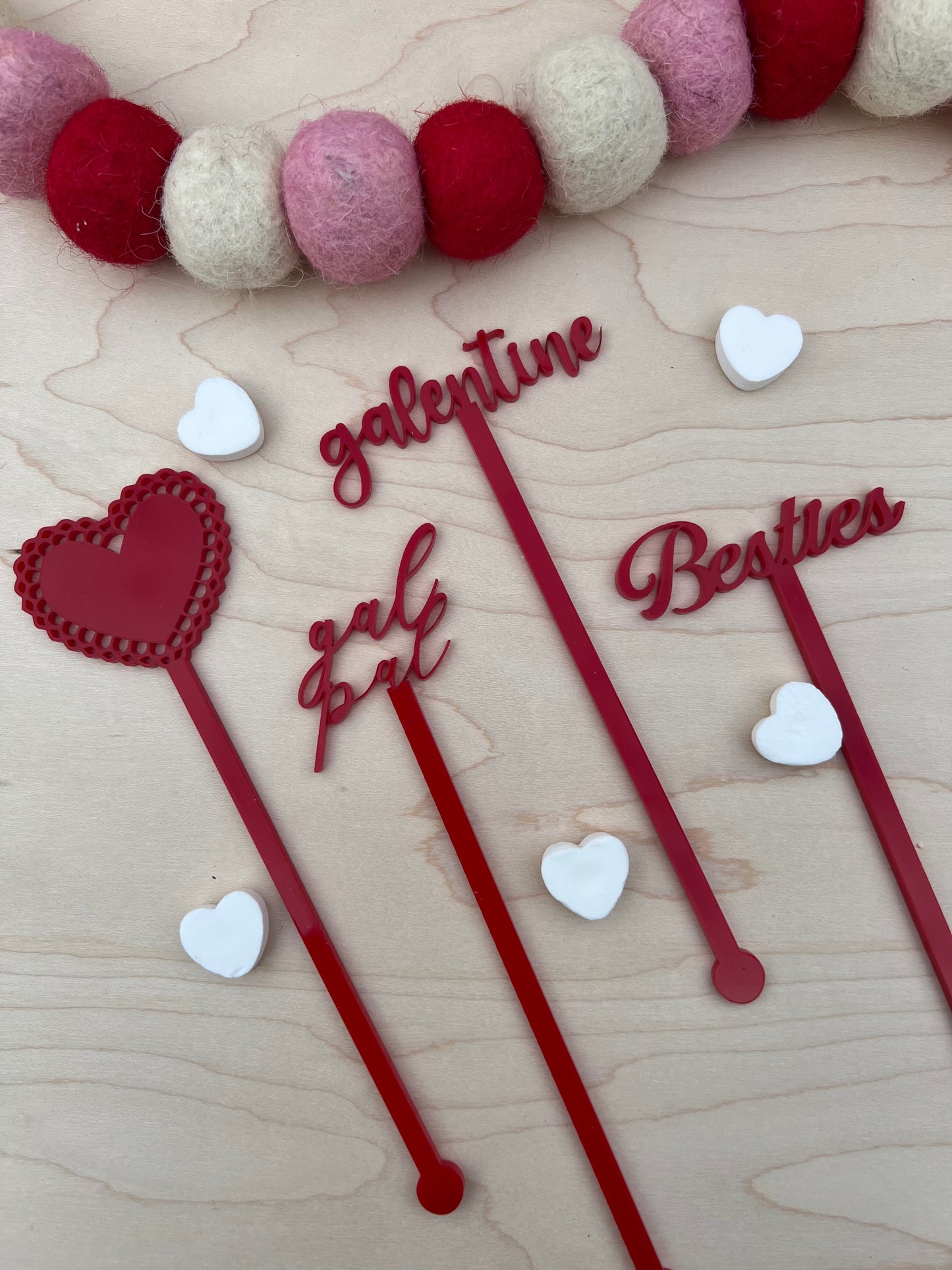 Galentine party drink stirrers
