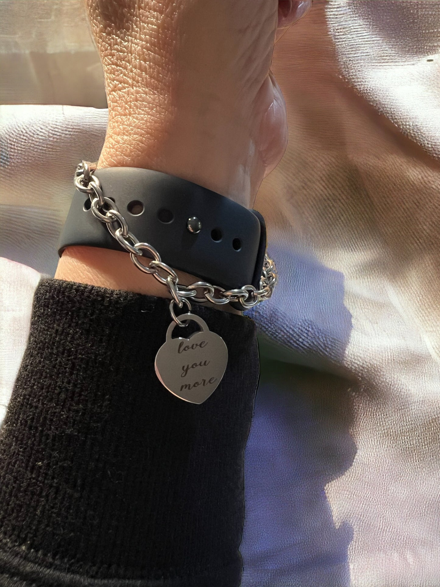 Personalized stainless steel heart bracelet