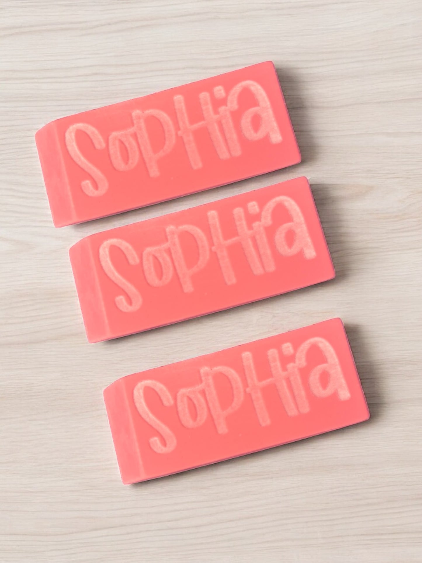 Custom Pink Eraser - 3 pack set