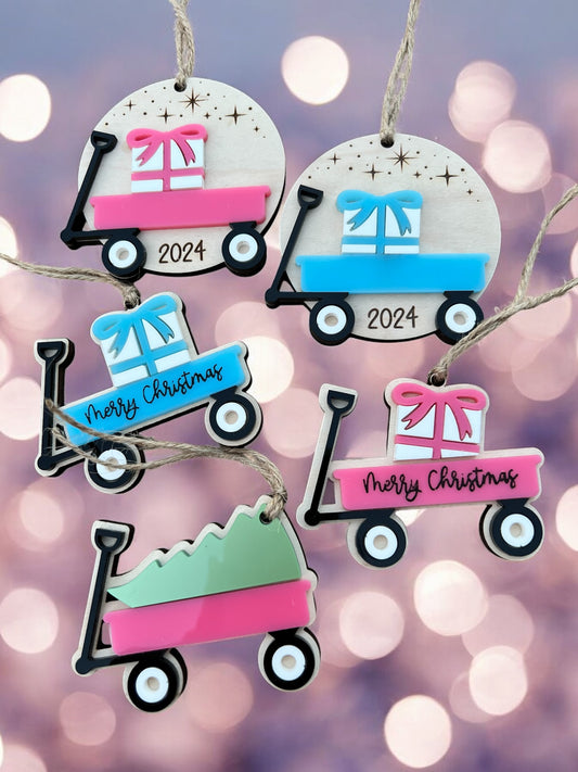 Christmas kids Wagon Christmas Ornament