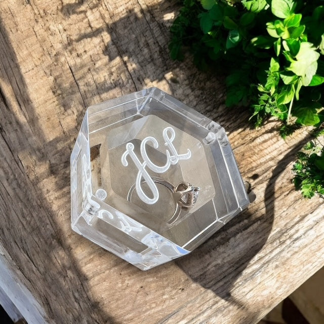 Customizable - Clear ring Hexagon ring holder