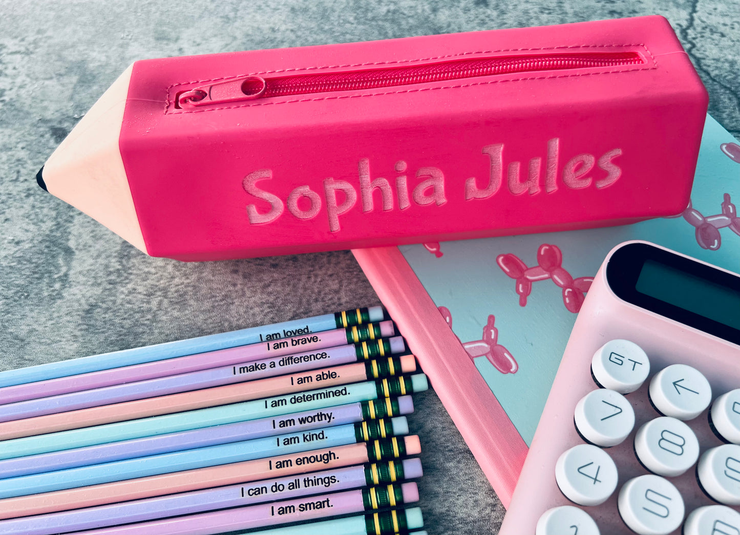 Engraved silicone Pencil pouch