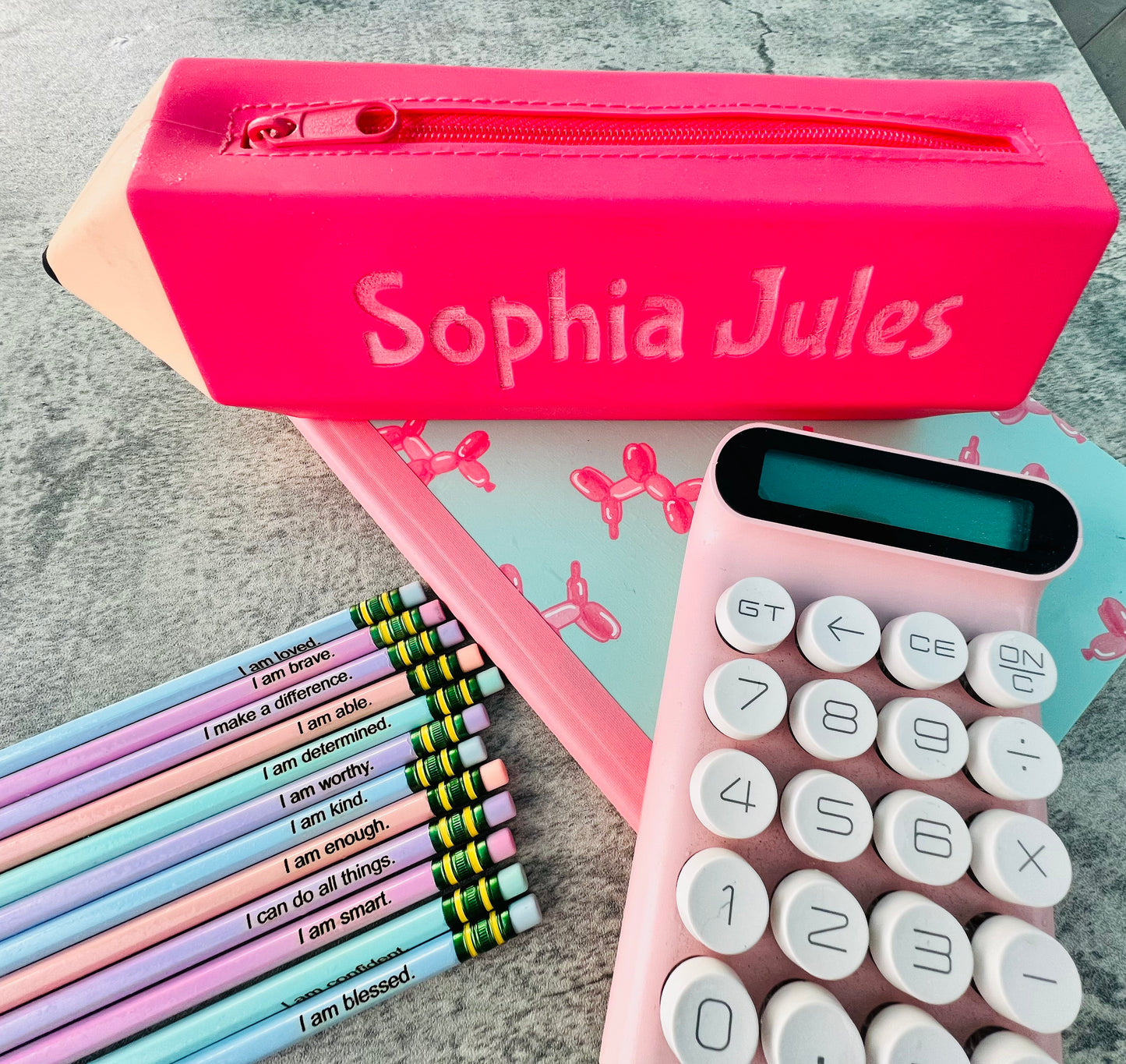 Engraved silicone Pencil pouch