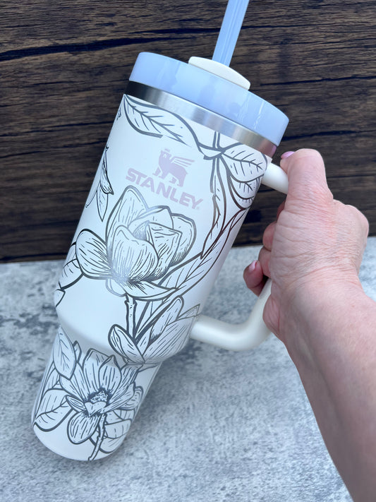 40oz tumbler - full wrap Laser engraved adventure quencher