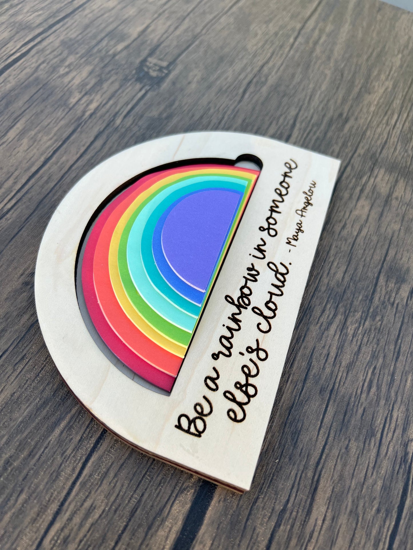 Rainbow post it note holder