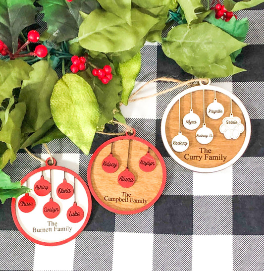 Customizable Family Christmas ornament up to 10 names