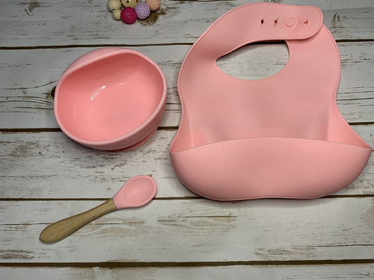 Customizable Silicone baby bib set - girl