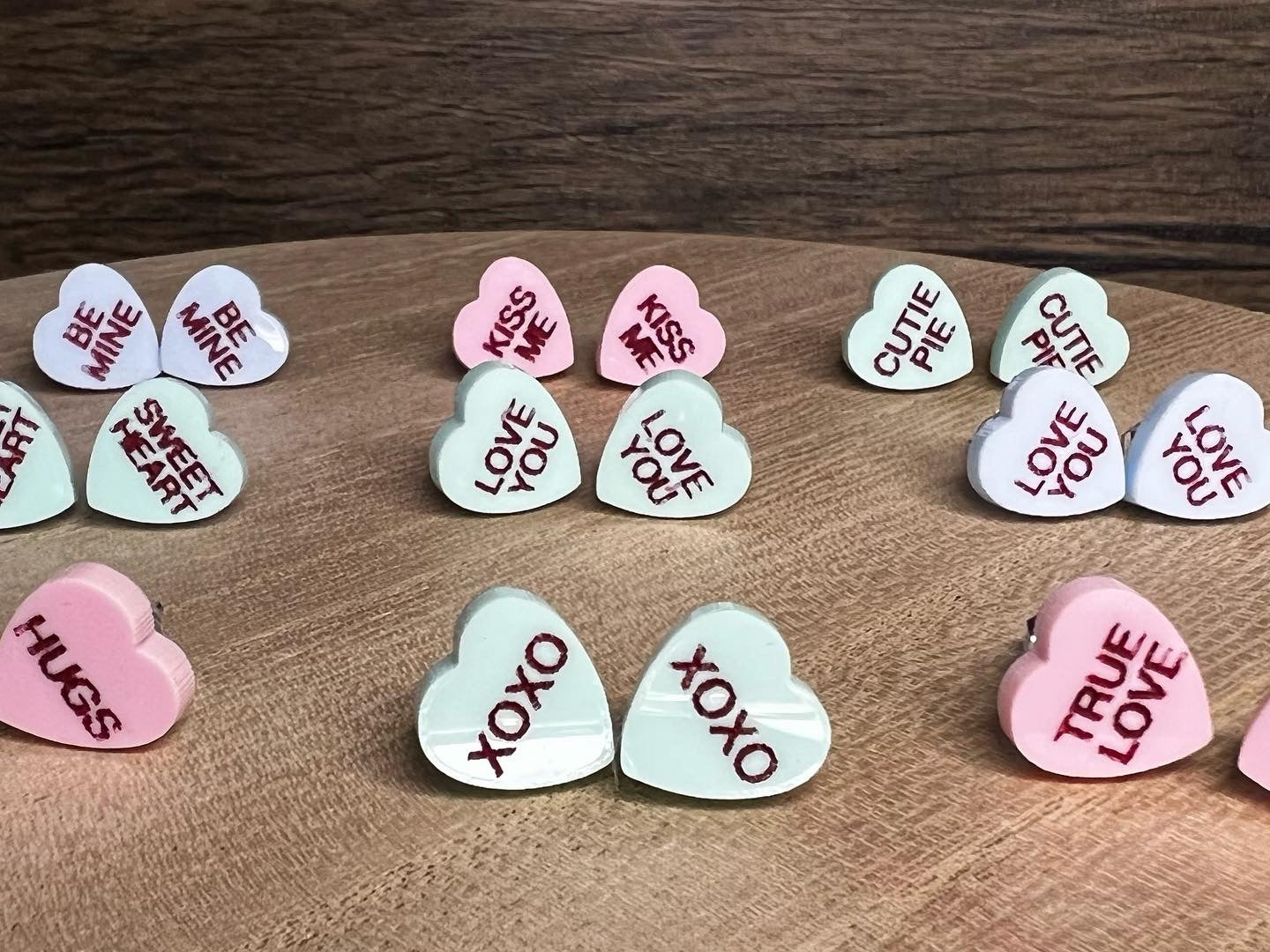 Conversation heart earring stud - Valentines day gift