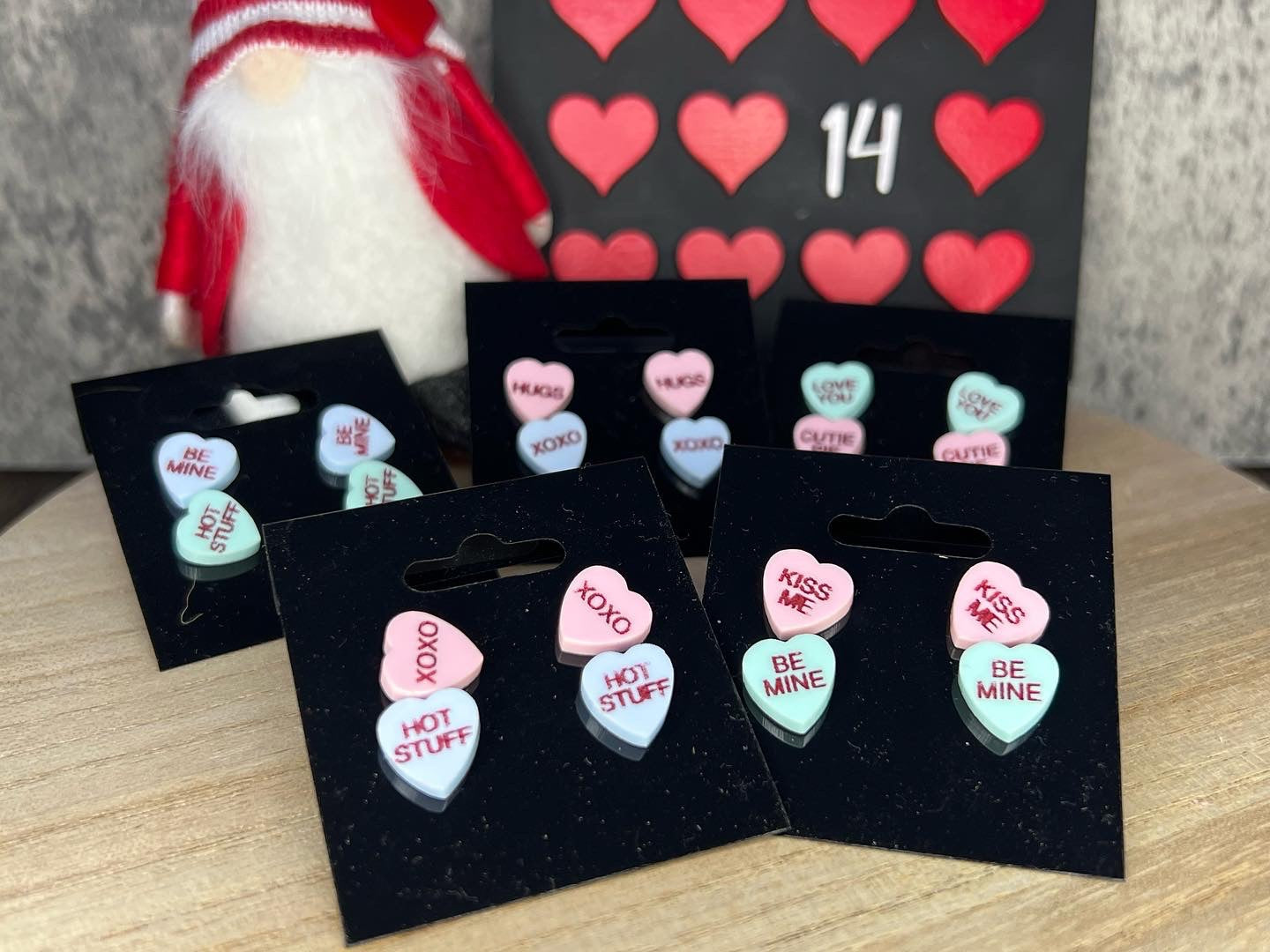 Conversation heart earring stud - Valentines day gift