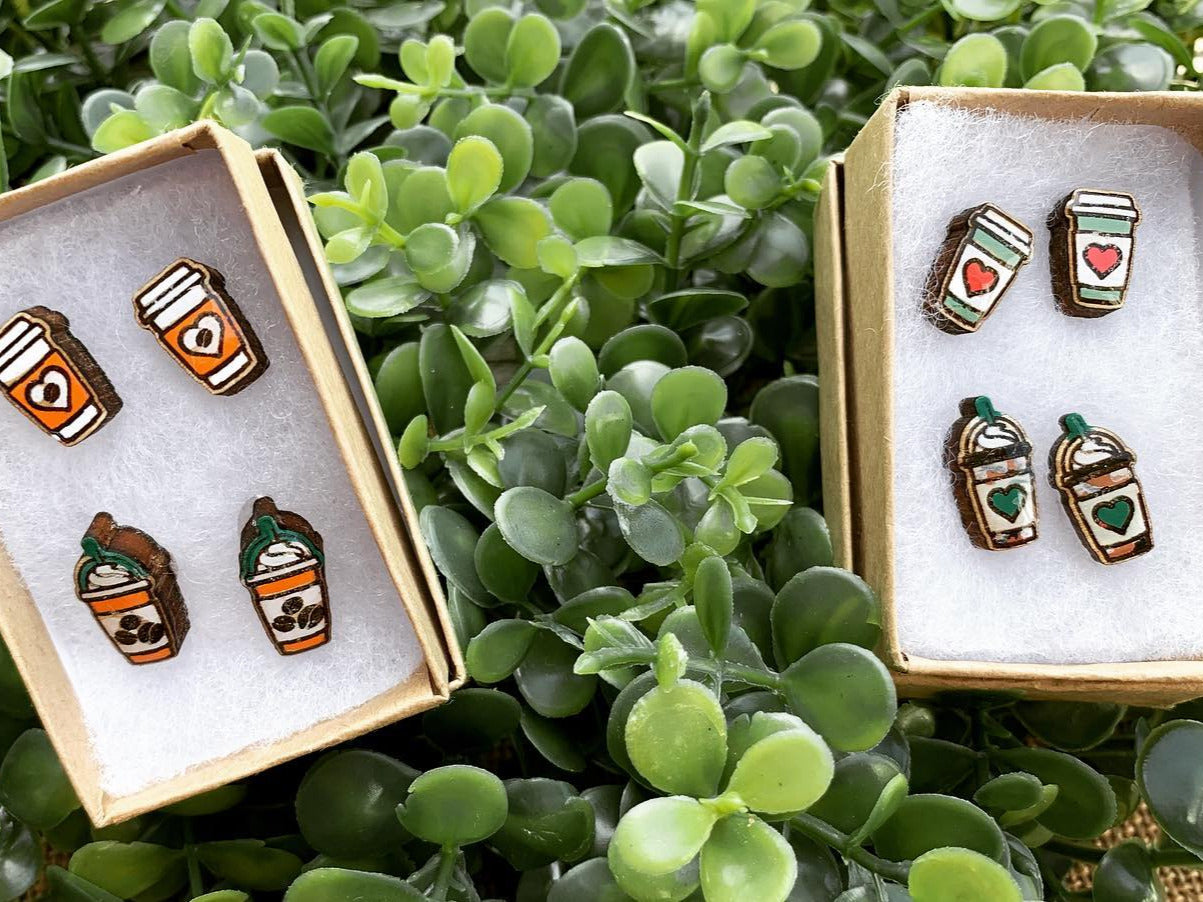 Coffee mug Stud earrings