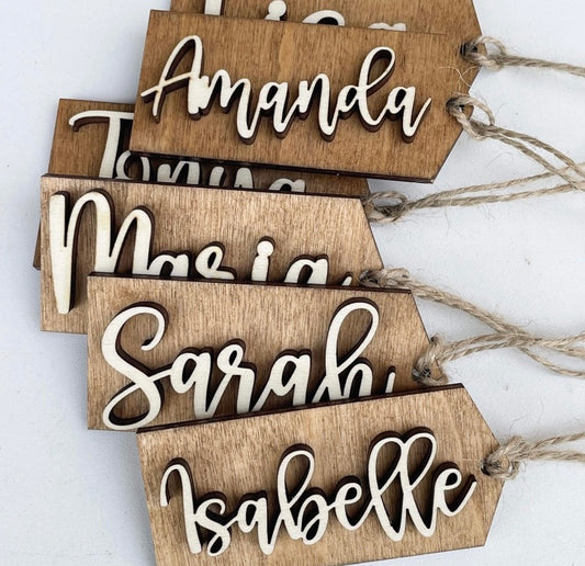 Wooden Christmas gift tag -personalized