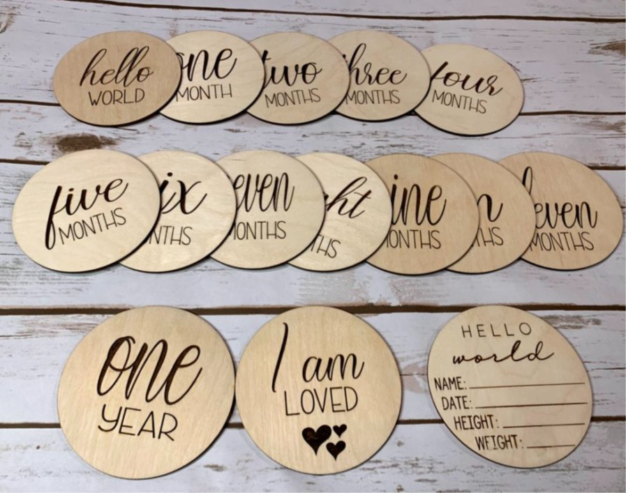Wooden Monthly Baby Milestone Markers