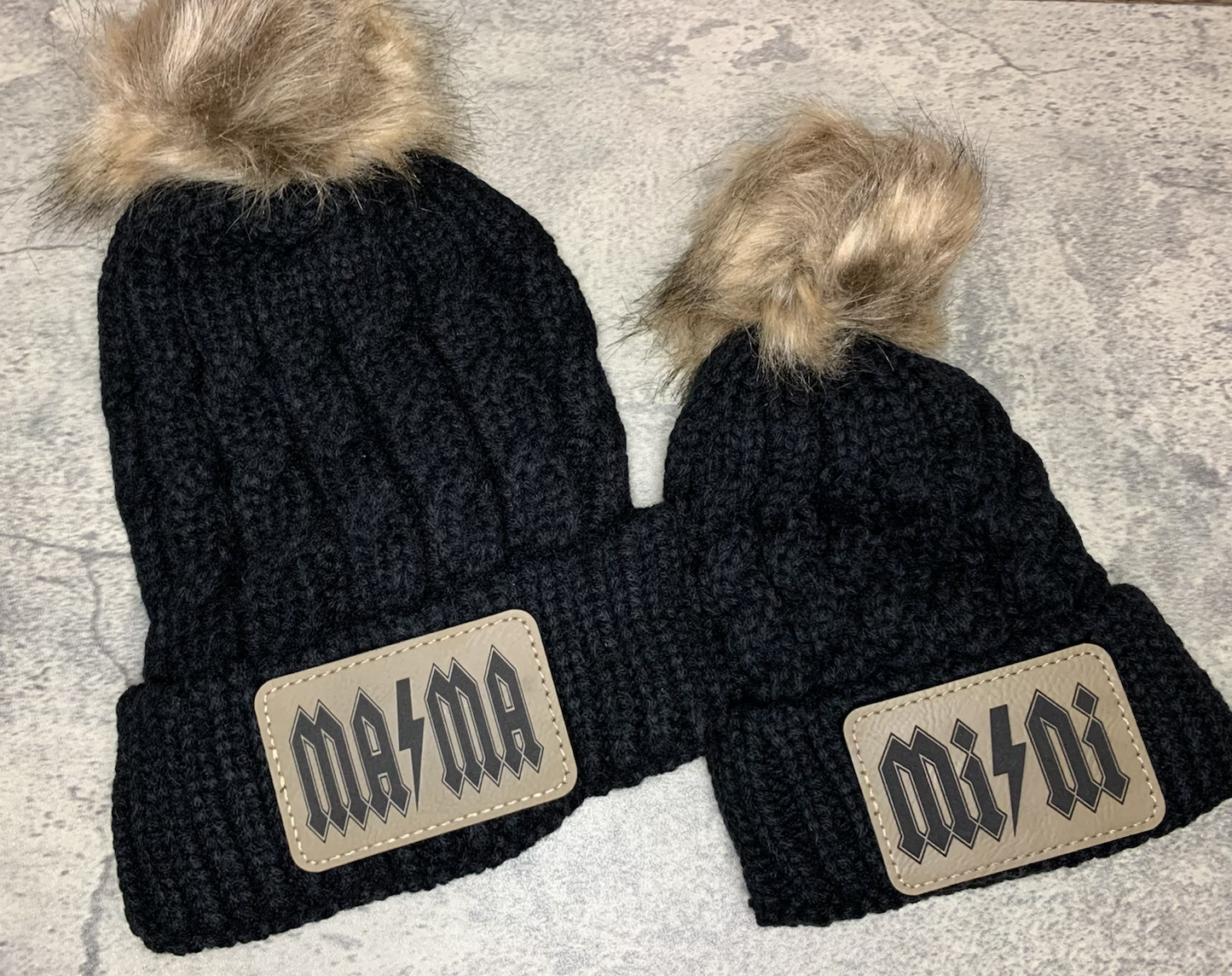 Mama and mini pom pom beanies