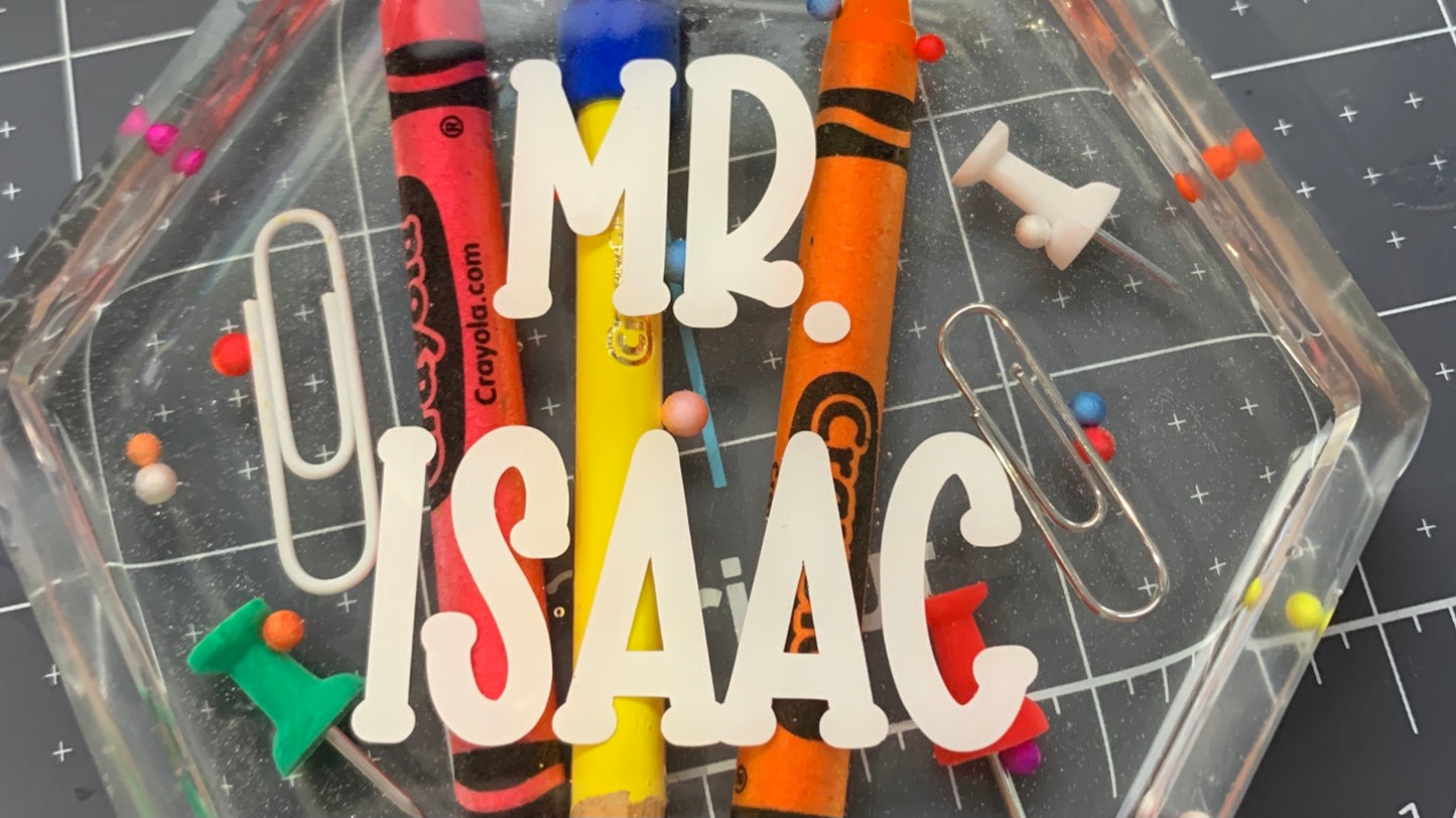 Teacher resin coaster