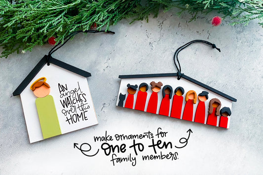 Christmas Peg Family Ornament - personalized