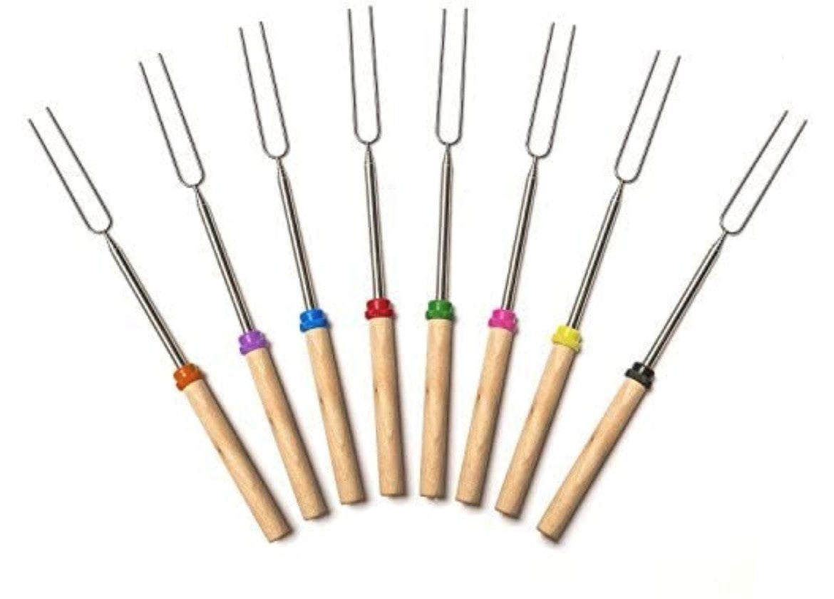 Personalized Roasting Sticks - Campfire toasting stick - Marshmallow roaster - Wooden handled skewers - Telescopic