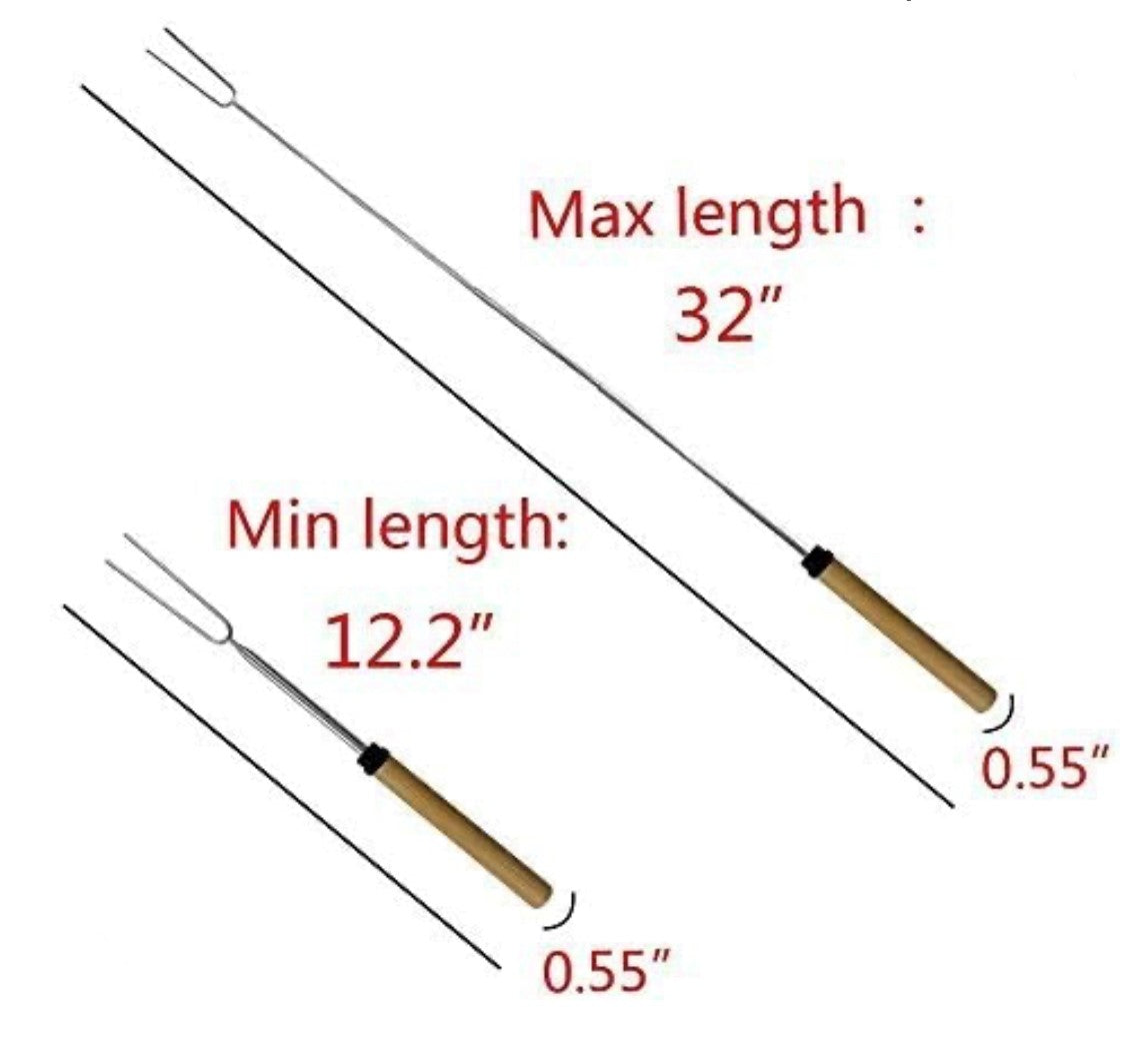 Personalized Roasting Sticks - Campfire toasting stick - Marshmallow roaster - Wooden handled skewers - Telescopic