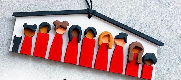 Christmas Peg Family Ornament - personalized