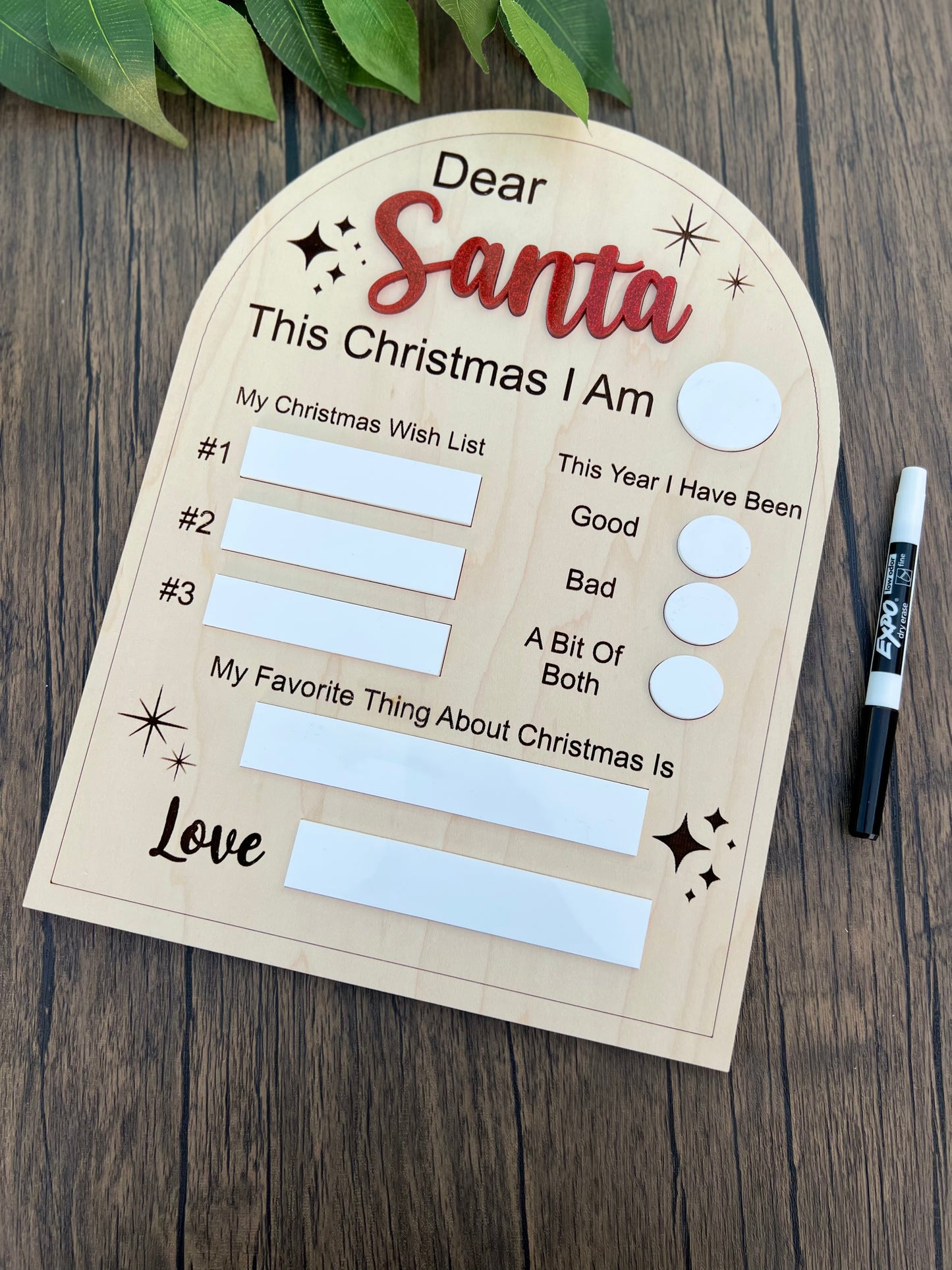 Dear Santa Dry erase board Sign