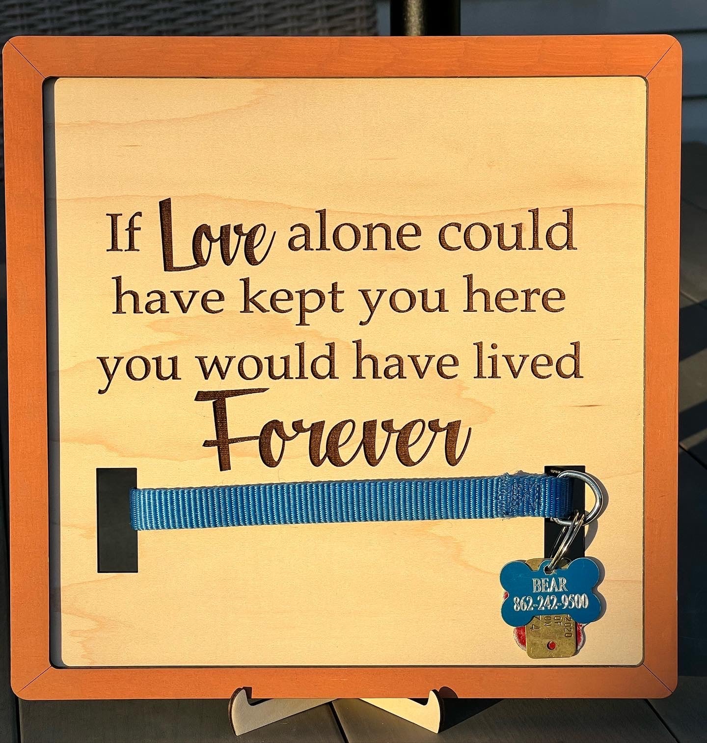 Custom dog collar remembrance frame / personalized dog memorial / pet loss