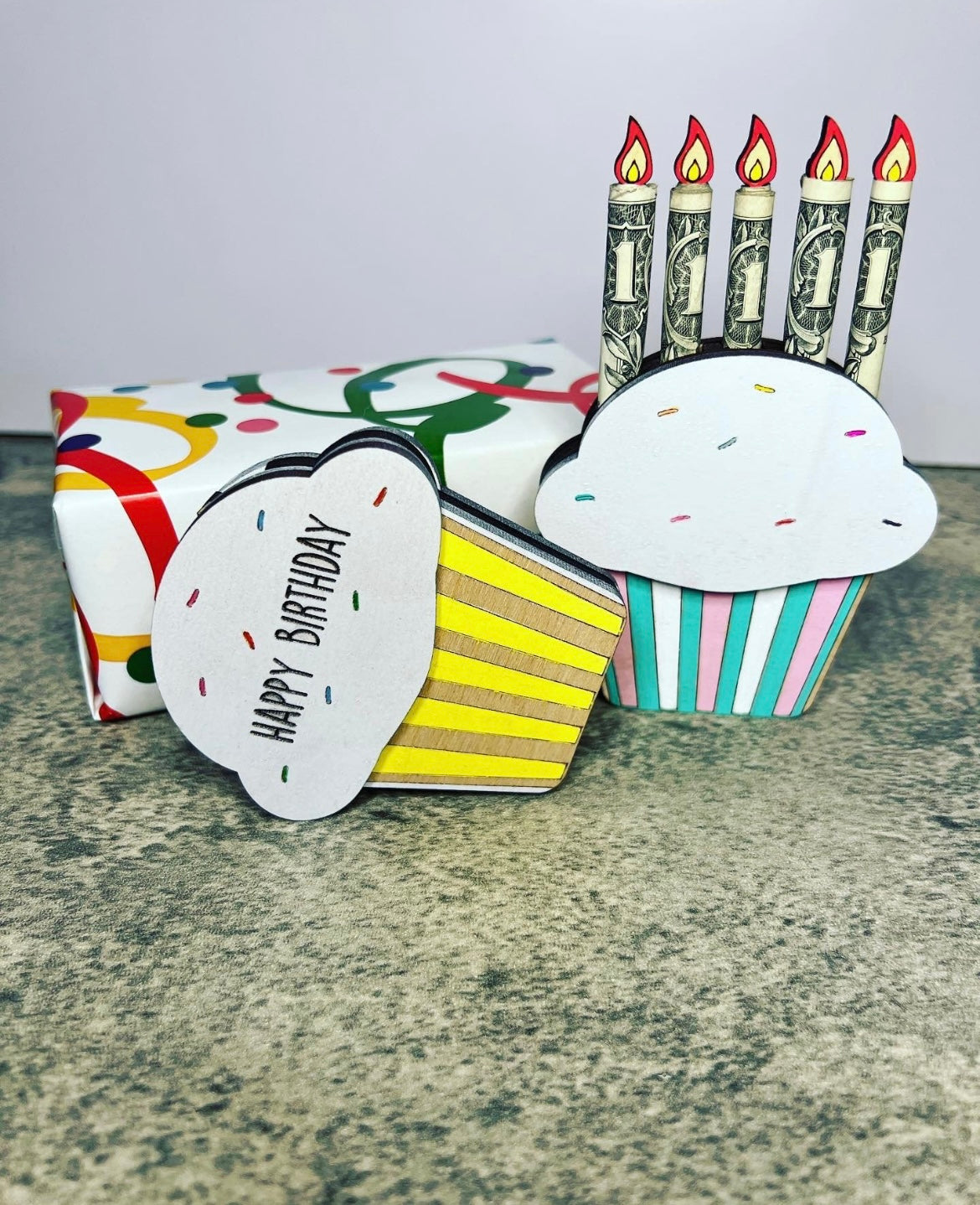 Personalized birthday cake money holder