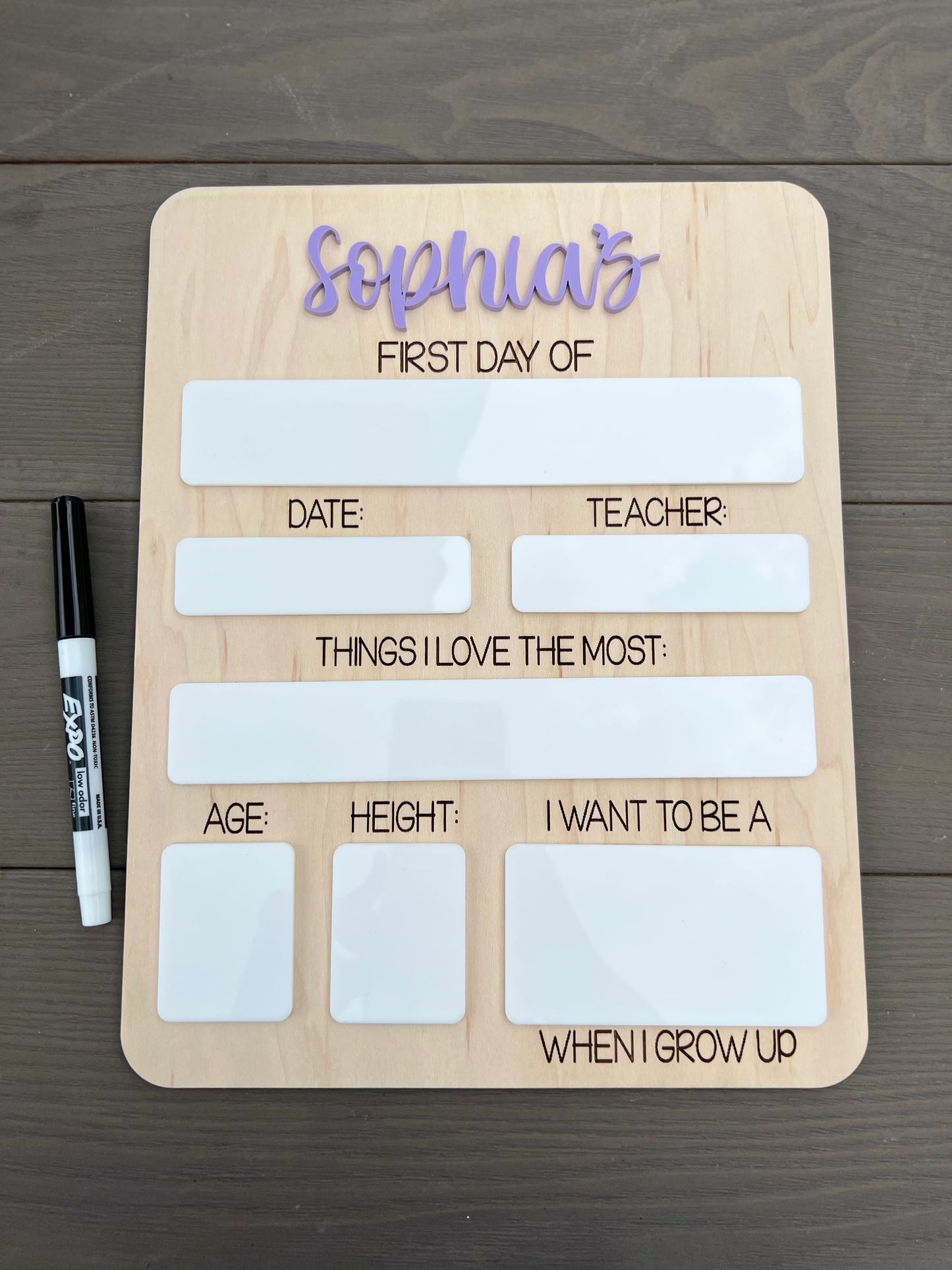 Reusable custom back to school dry erase board