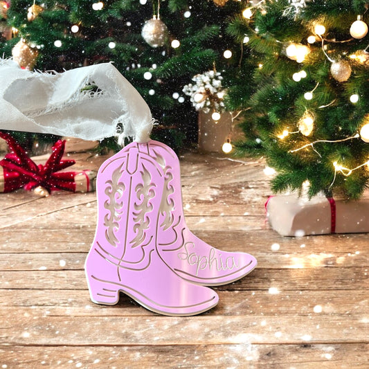 Cowgirl / Cowboy Boot Ornament - Disco Space / Rodeo - personalized