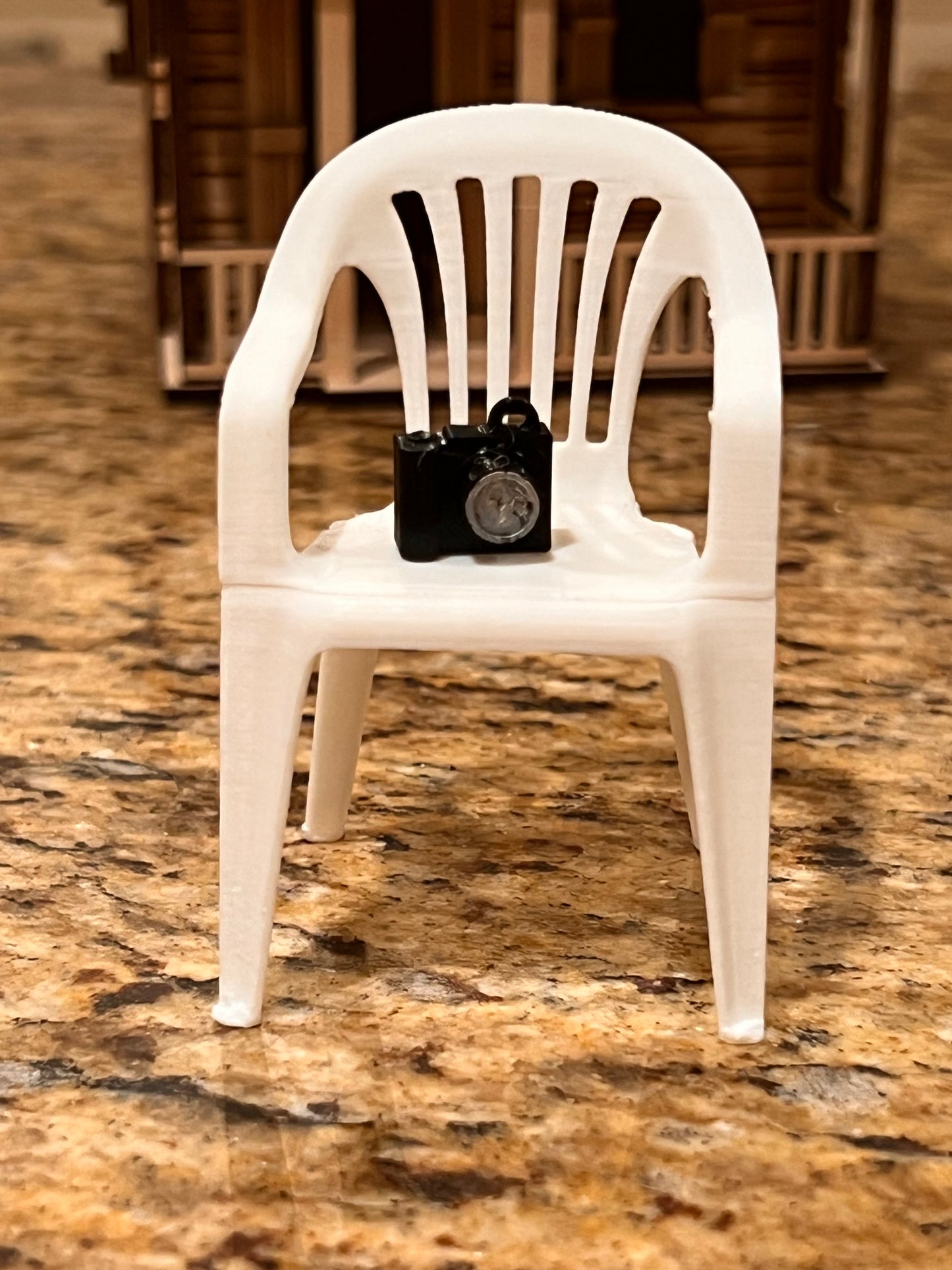 Puerto rico mini white chair with camera ornament