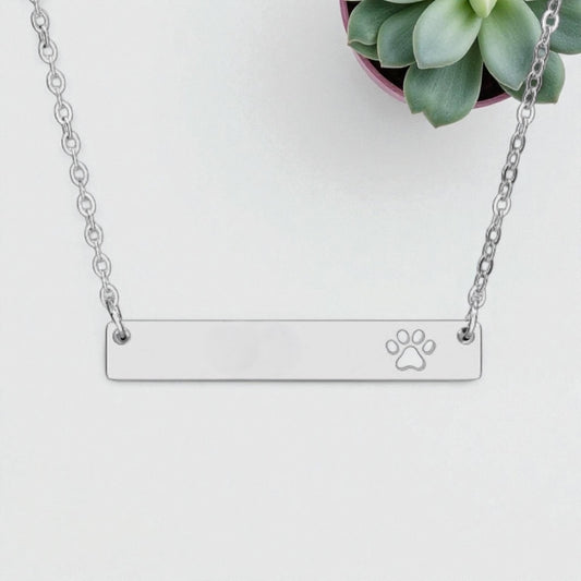 Paw print horizontal bar necklace