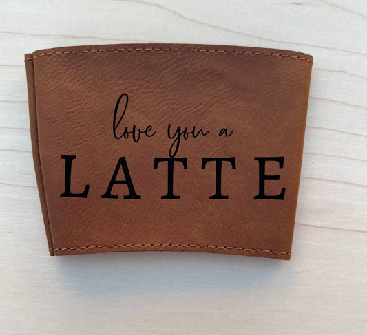 Personalized leatherette coffee cup sleeve