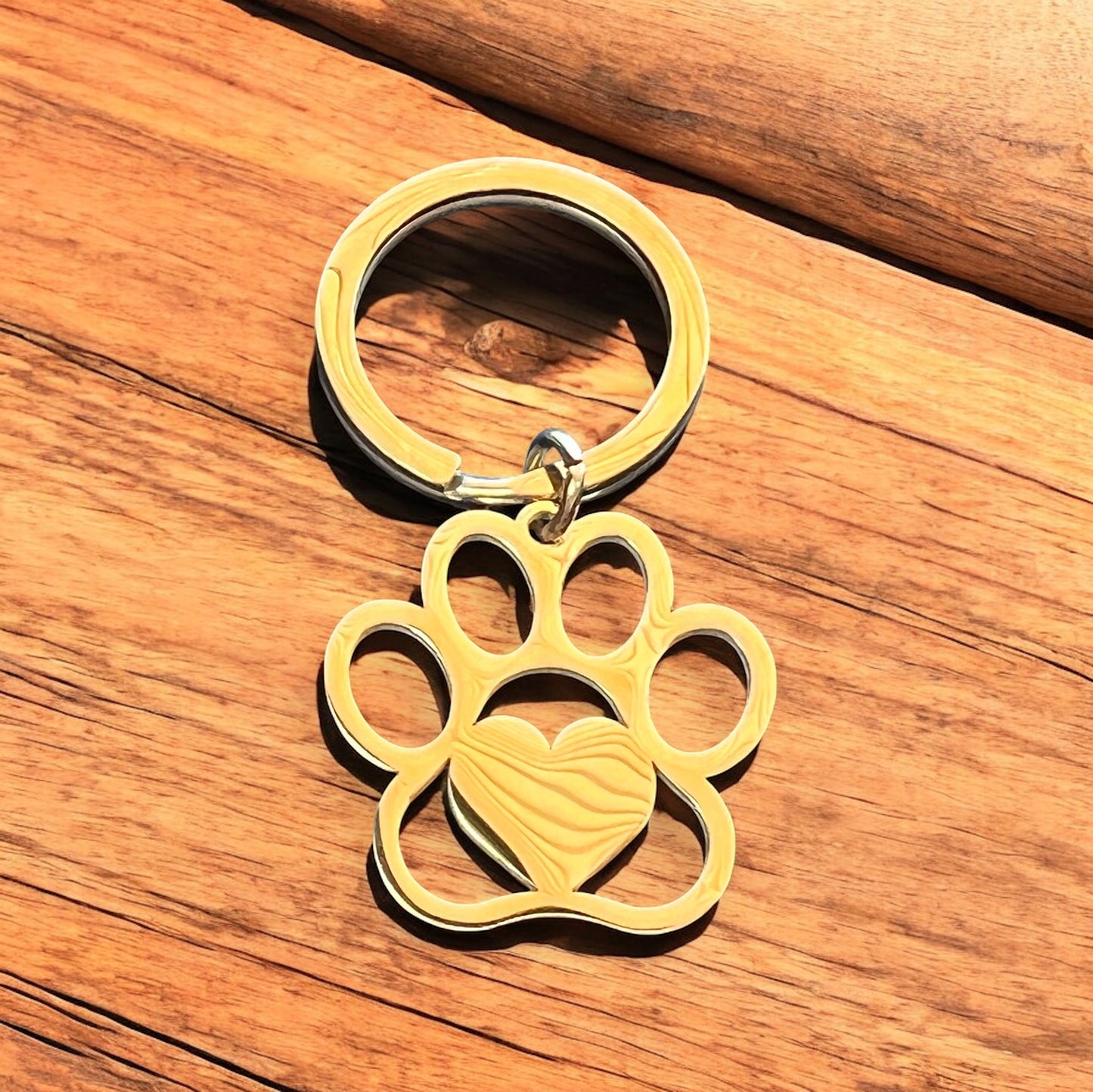 Paw Print keychain - Gold Plated Customizable