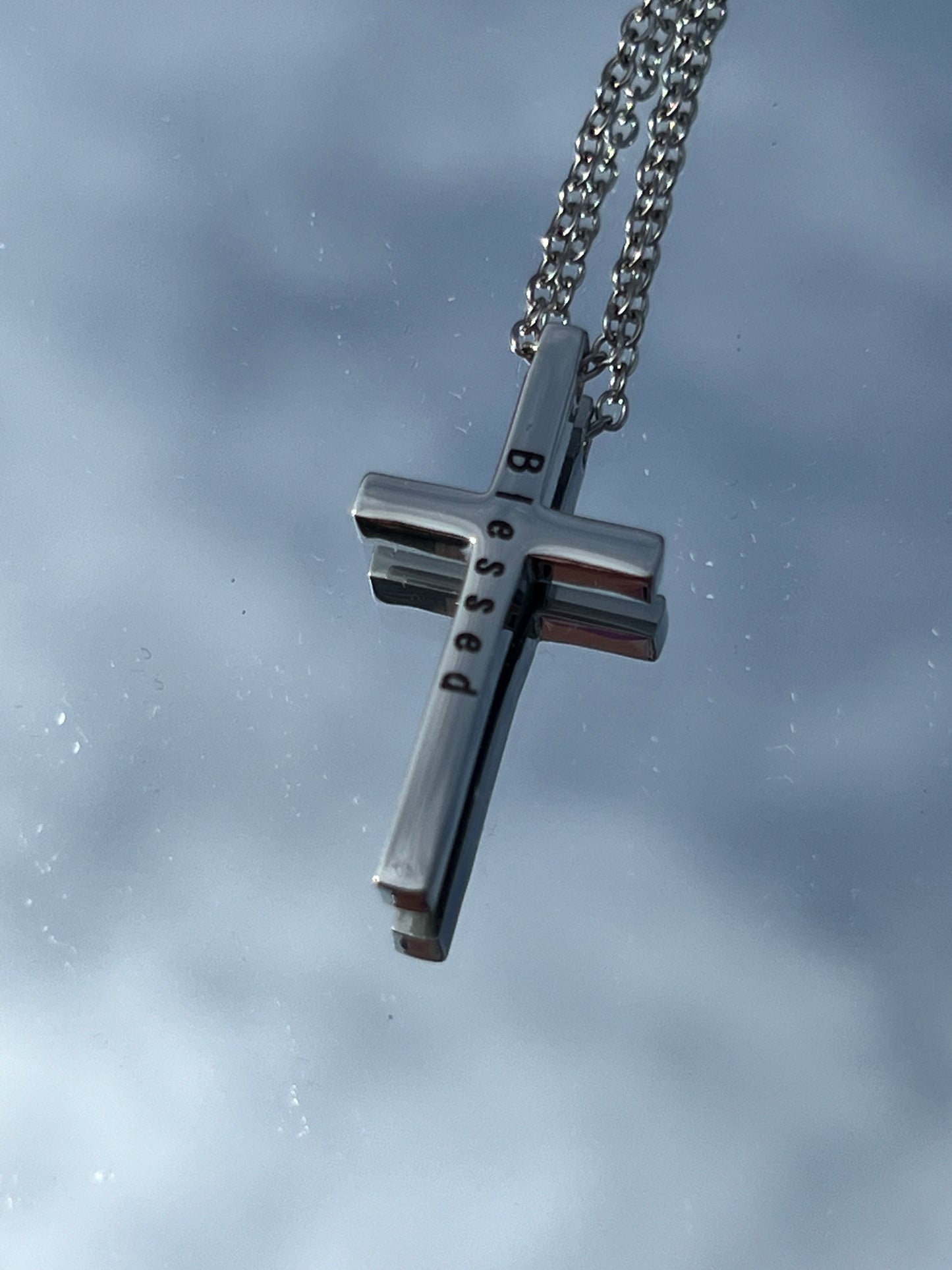 Personalized stainless steel cross necklace