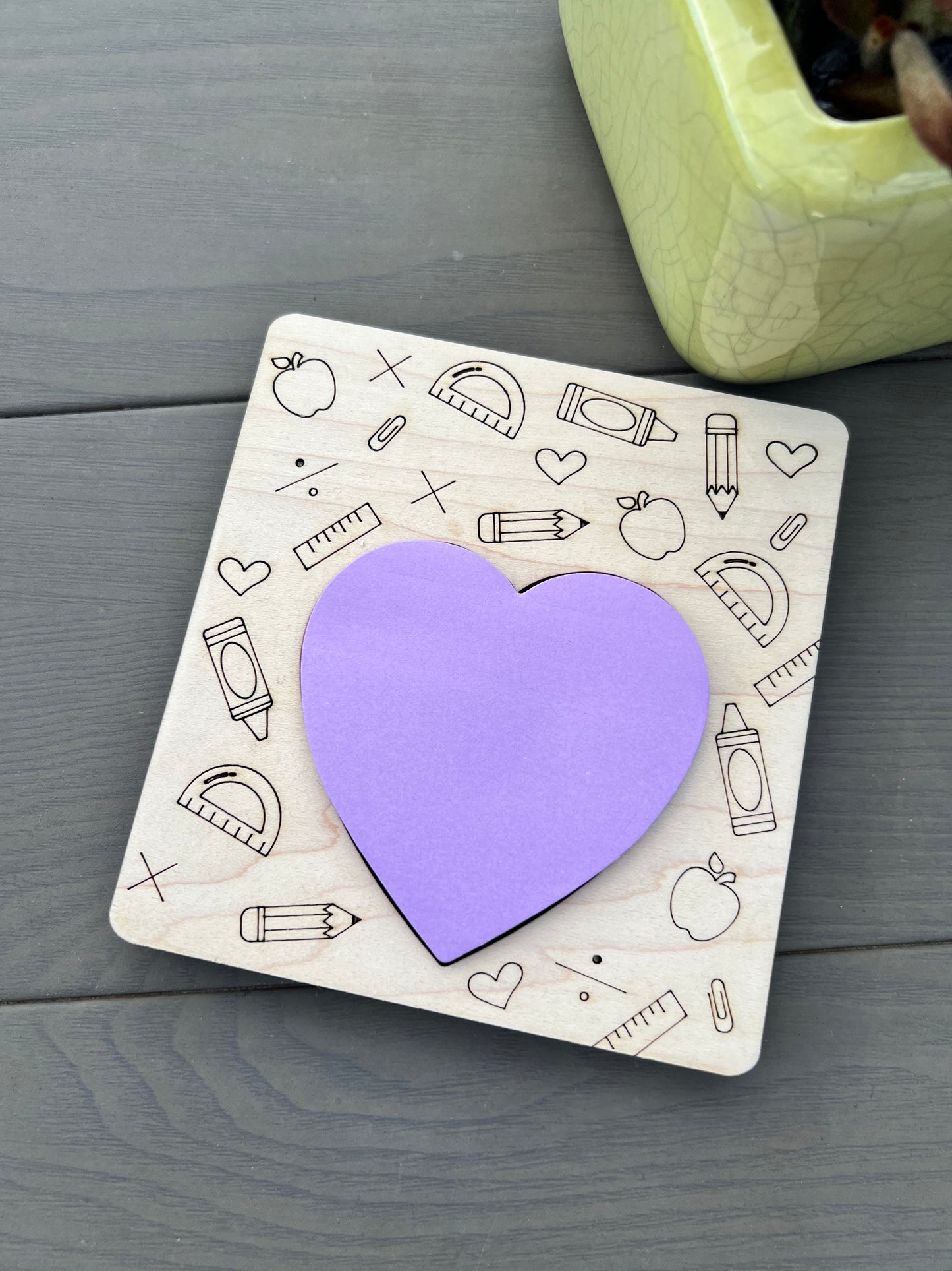 Heart Shaped post it note pad holder - Teacher