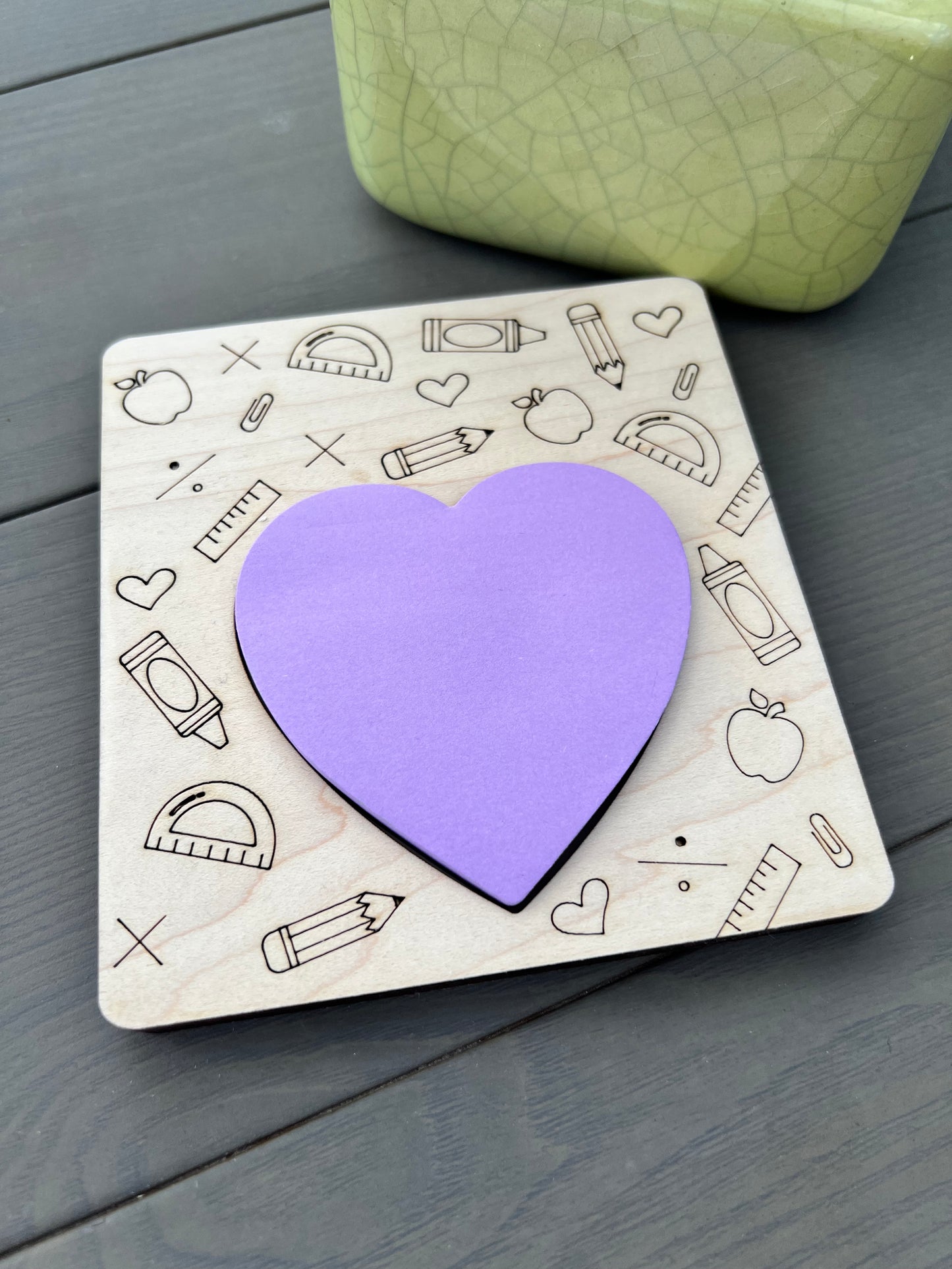 Heart Shaped post it note pad holder - Teacher