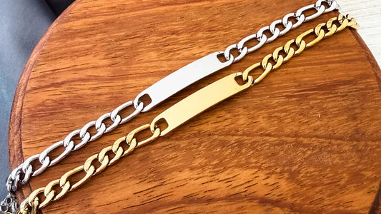 personalized Men’s Horizontal bar figaro bracelet