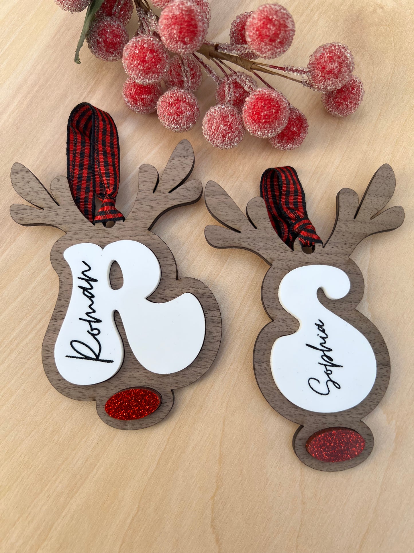 Boho Reindeer retro letter ornament